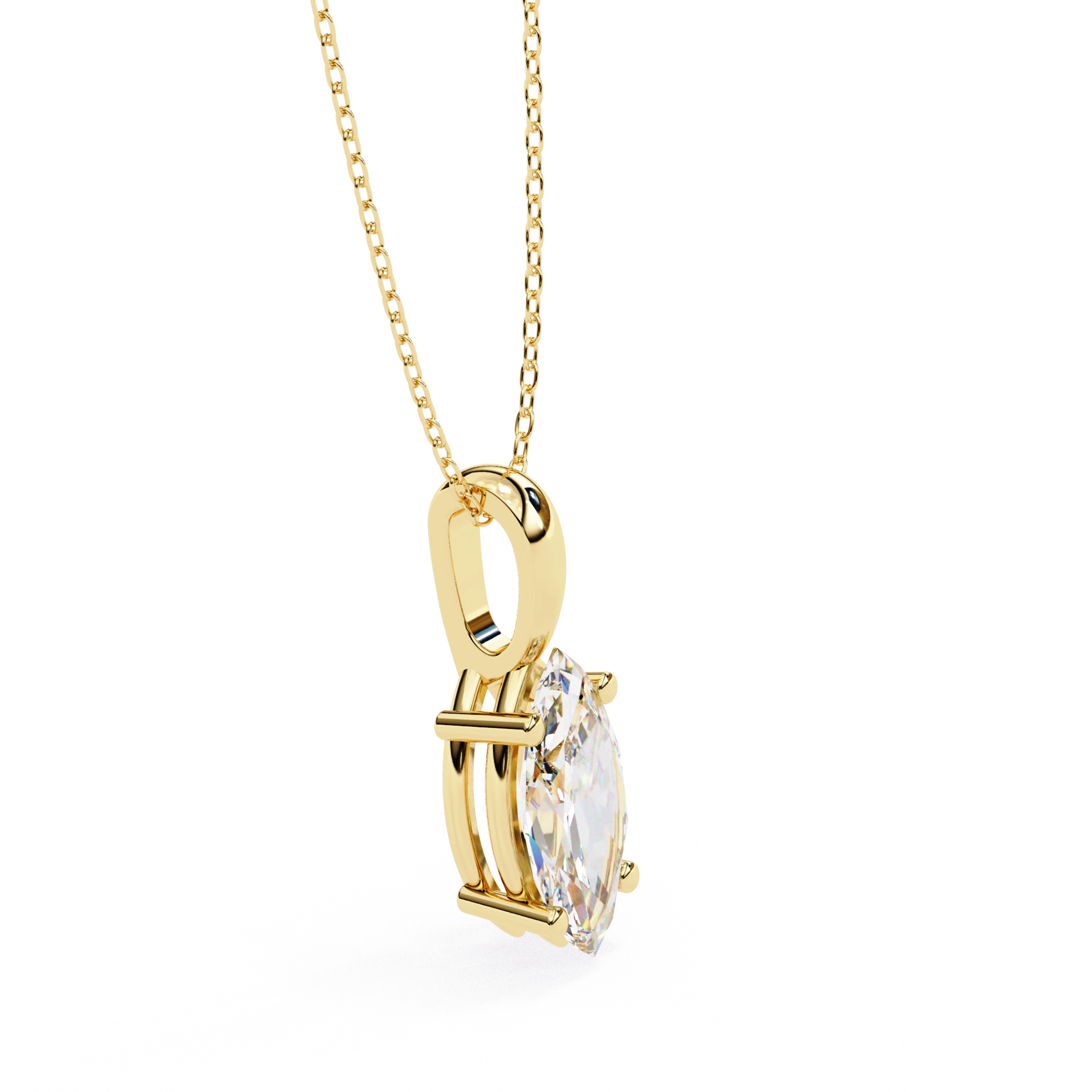 1 Ct Marquise Cut Diamond Solitaire Pendant in Yellow Gold