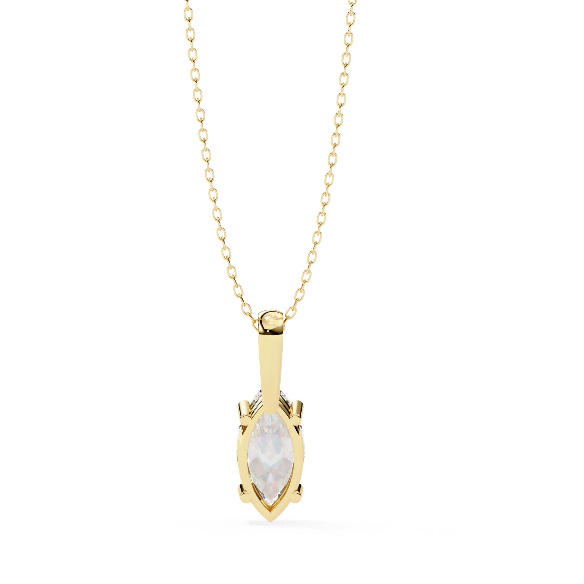 1 Ct Marquise Cut Diamond Solitaire Pendant in Yellow Gold