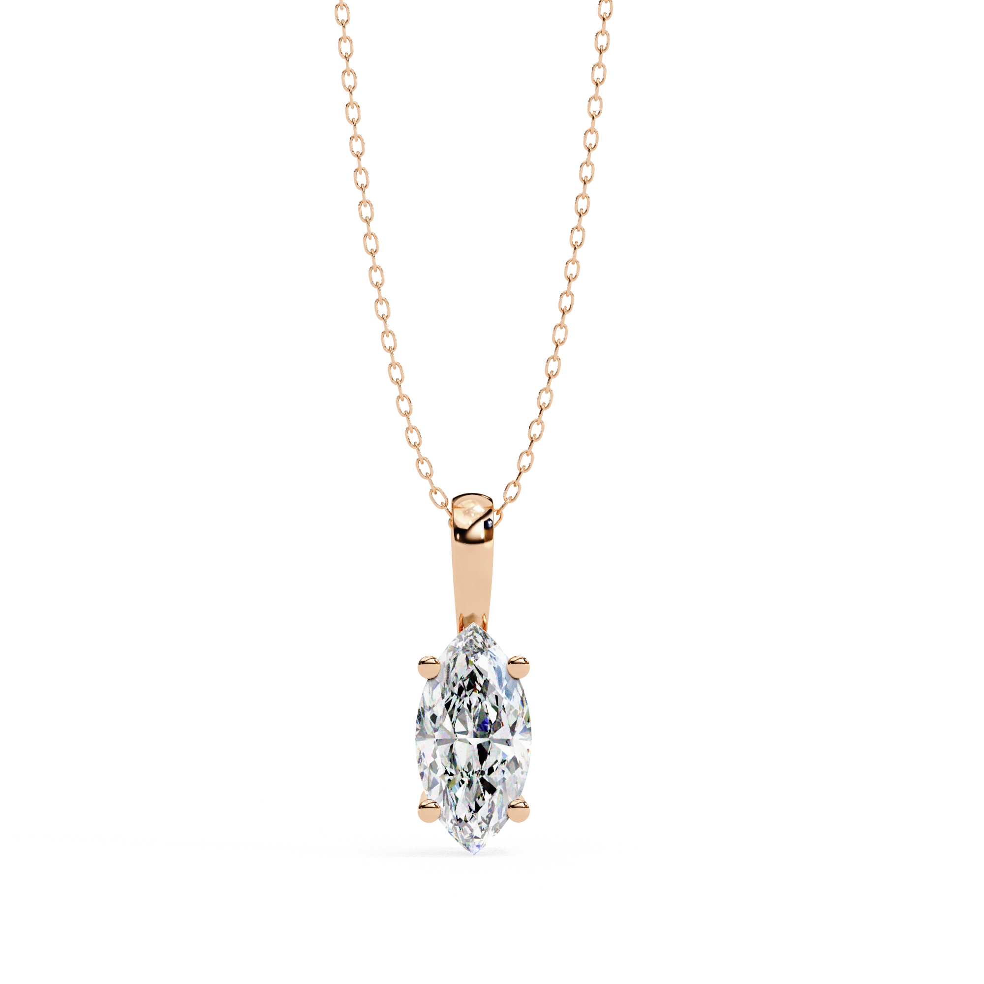 1 Ct Marquise Cut Diamond Solitaire Pendant in Yellow Gold 18K Rose Gold Natural Diamond