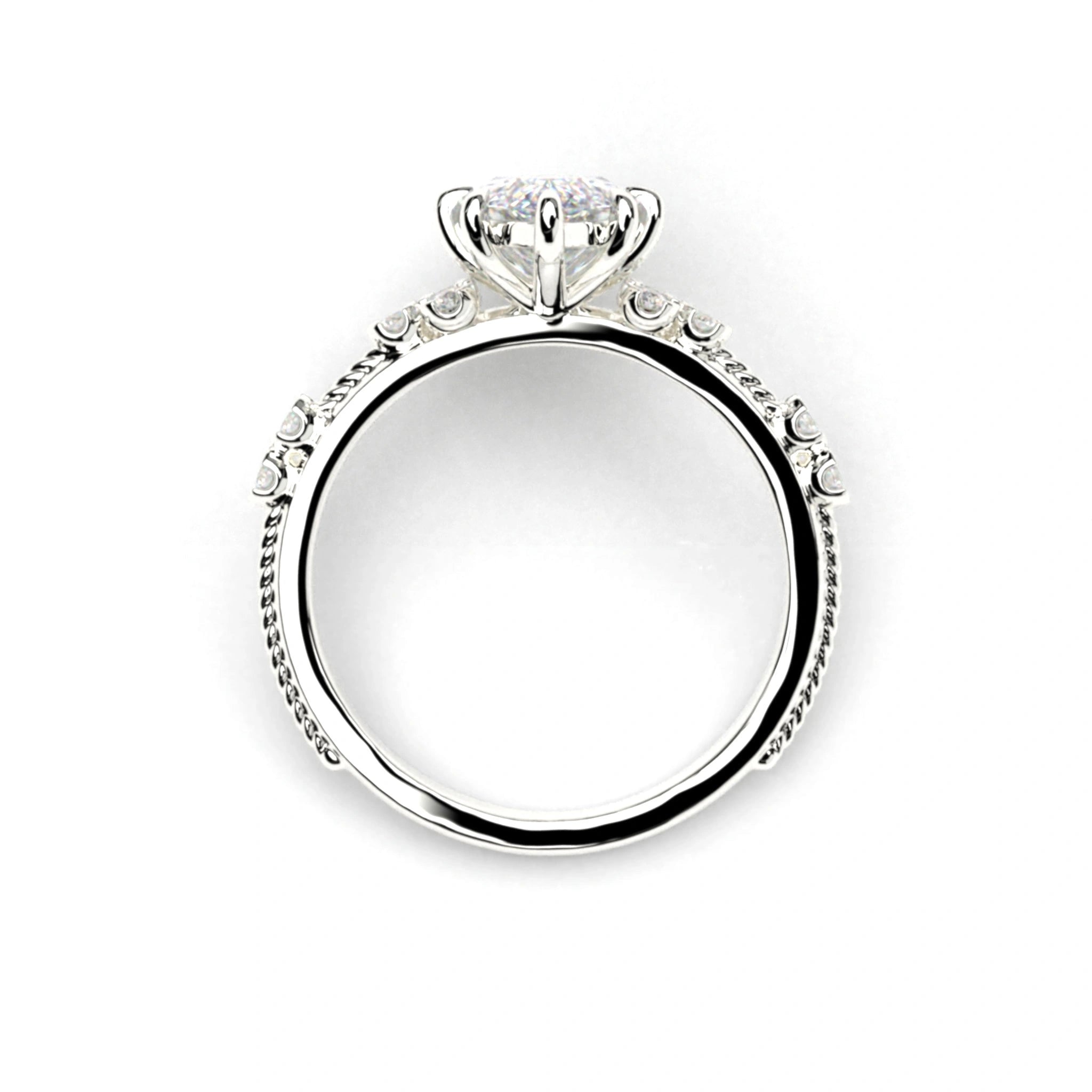 2.18ct Marquise Lab Diamond Ring with Accent Stones