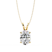 4.1 Ct Oval Lab Diamond Solitaire Pendant Double Bail Yellow Gold Lab Dimond