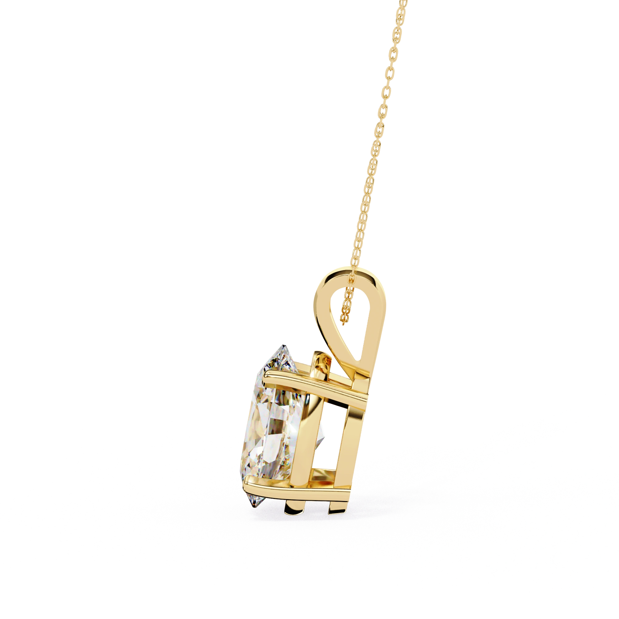 4.1 Ct Oval Lab Diamond Solitaire Pendant Double Bail Yellow Gold