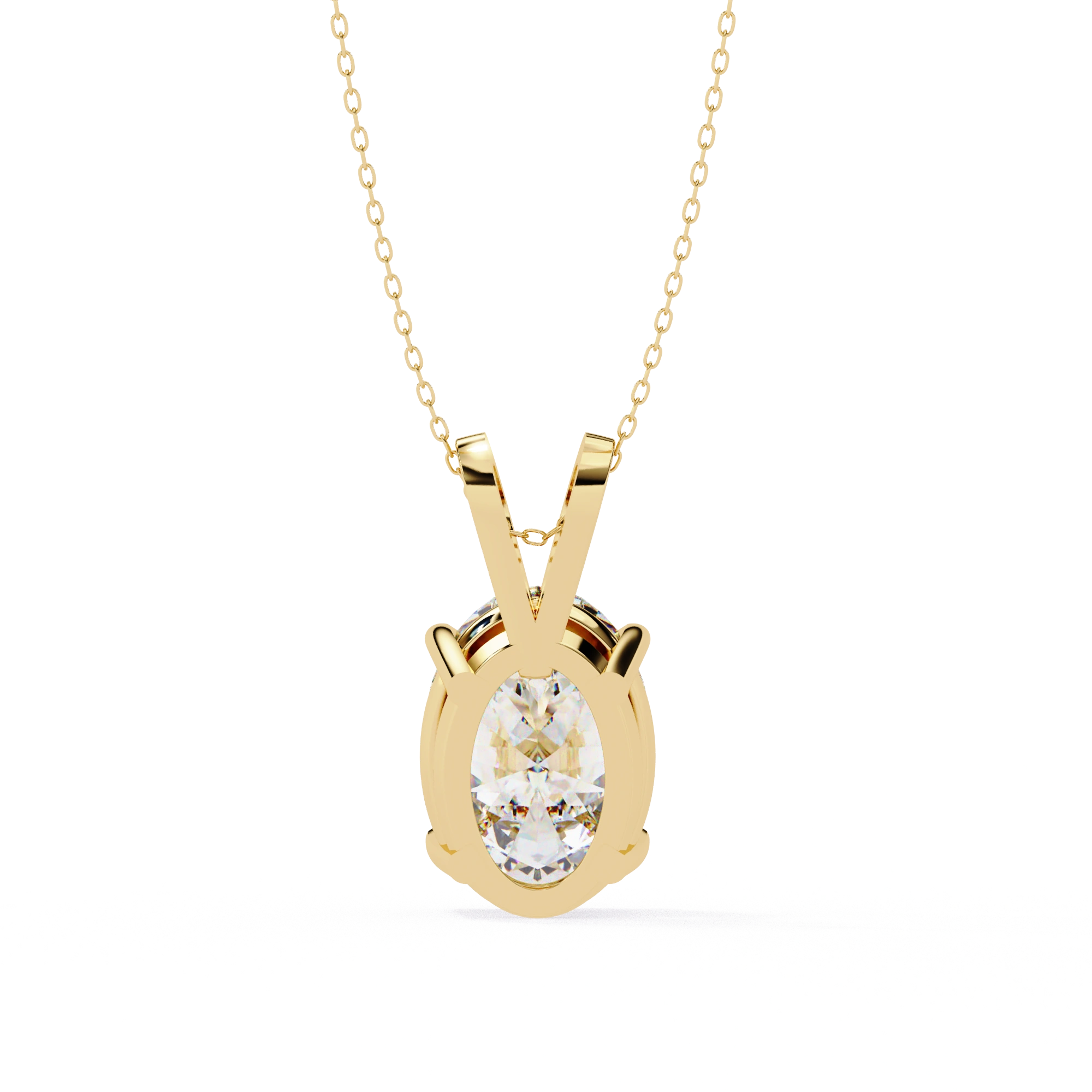 4.1 Ct Oval Lab Diamond Solitaire Pendant Double Bail Yellow Gold