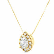 0.27 Ct Pear Shaped Halo Lab Diamond Pendant In Yellow Gold