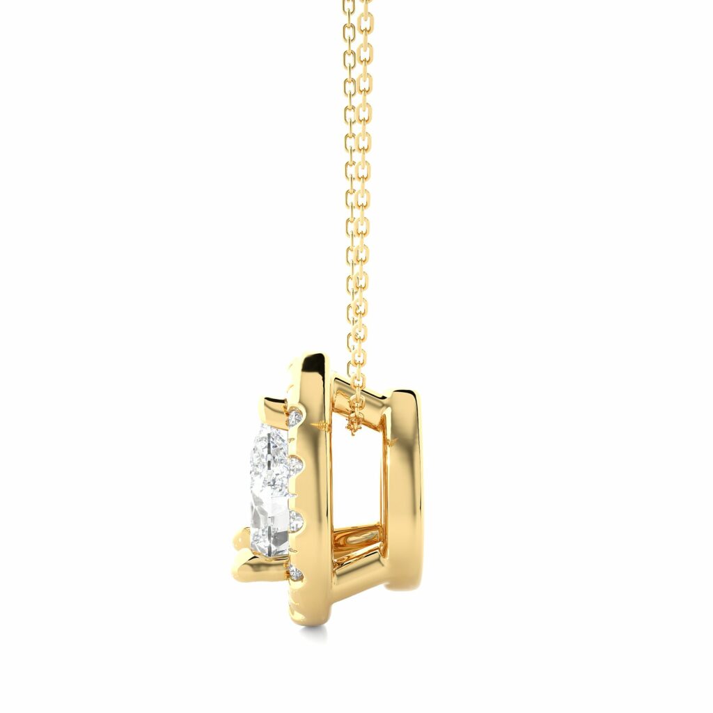 0.27 Ct Pear Shaped Halo Lab Diamond Pendant In Yellow Gold