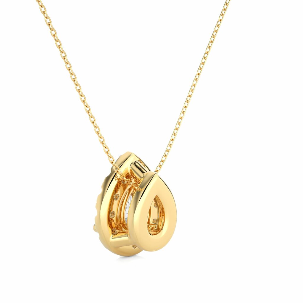 0.27 Ct Pear Shaped Halo Lab Diamond Pendant In Yellow Gold