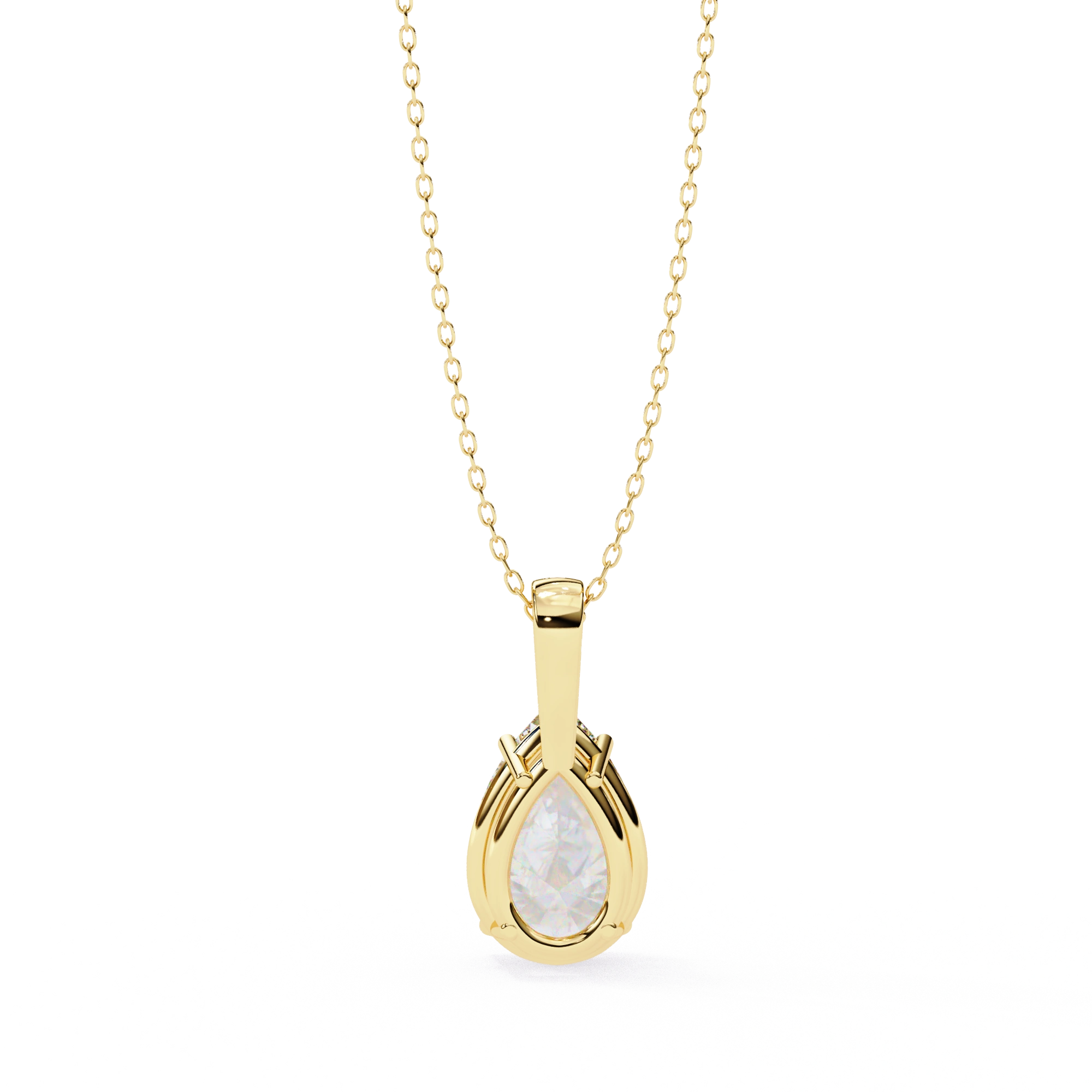 2.61 Ct Pear Shaped Diamond Solitaire Pendant in Yellow Gold