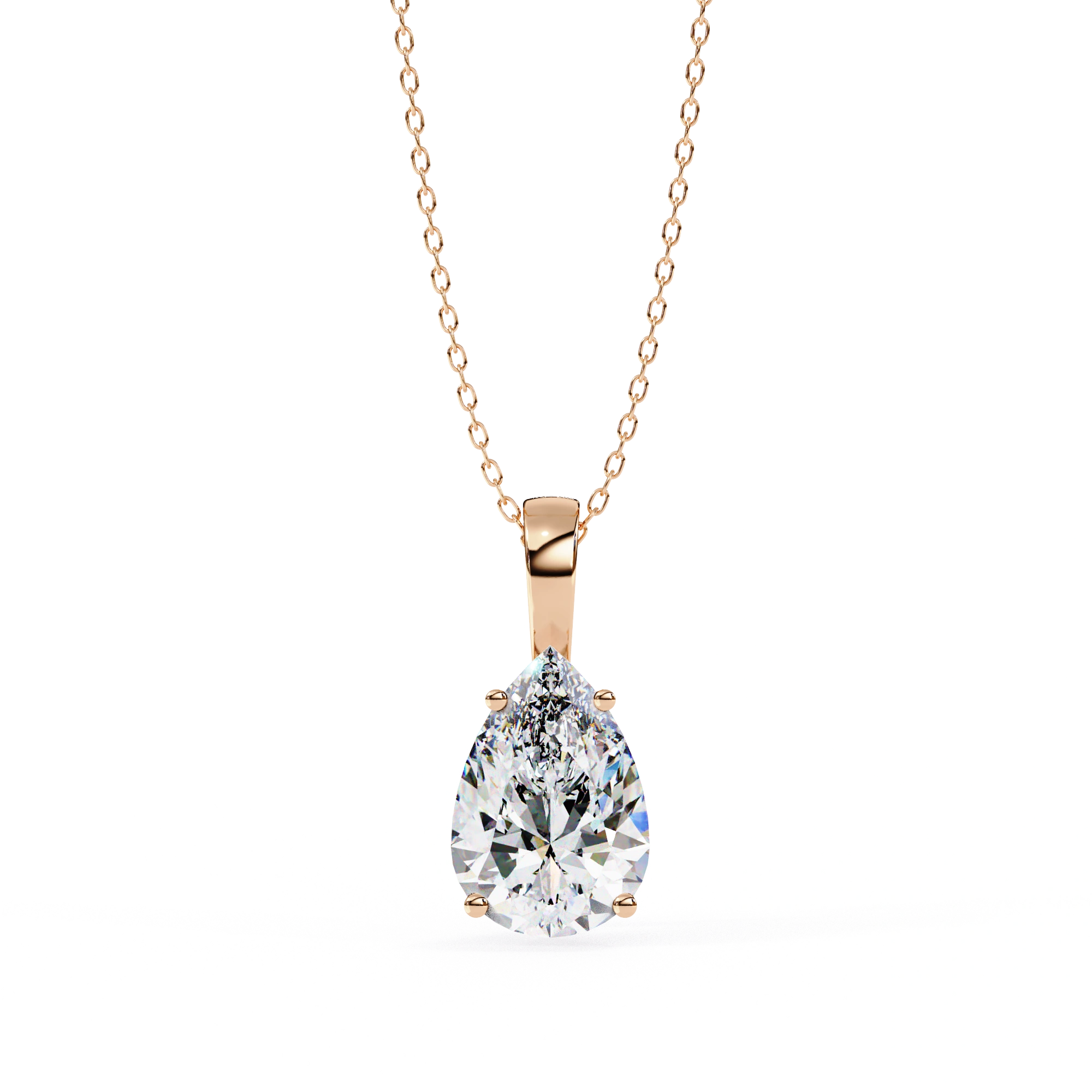 2.61 Ct Pear Shaped Diamond Solitaire Pendant in Yellow Gold Lab Diamond
