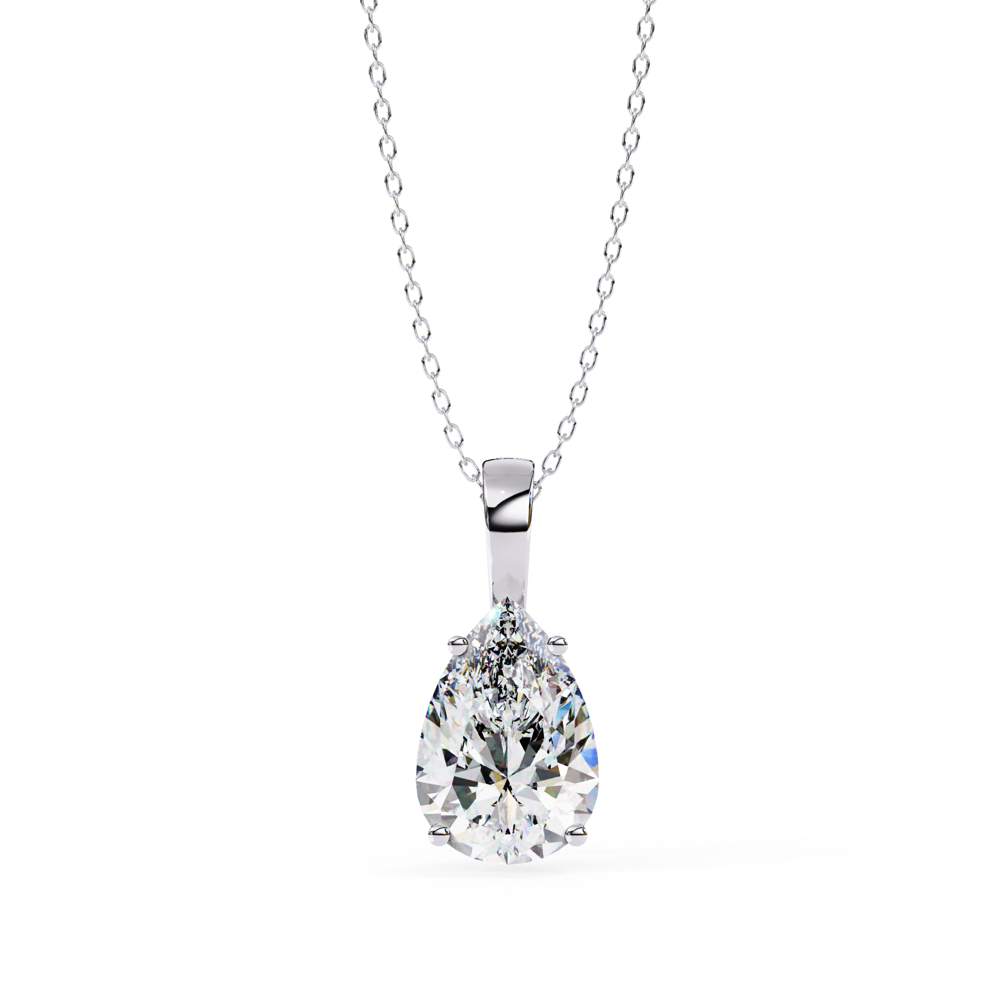 2.61 Ct Pear Shaped Diamond Solitaire Pendant in Yellow Gold Lab Diamond