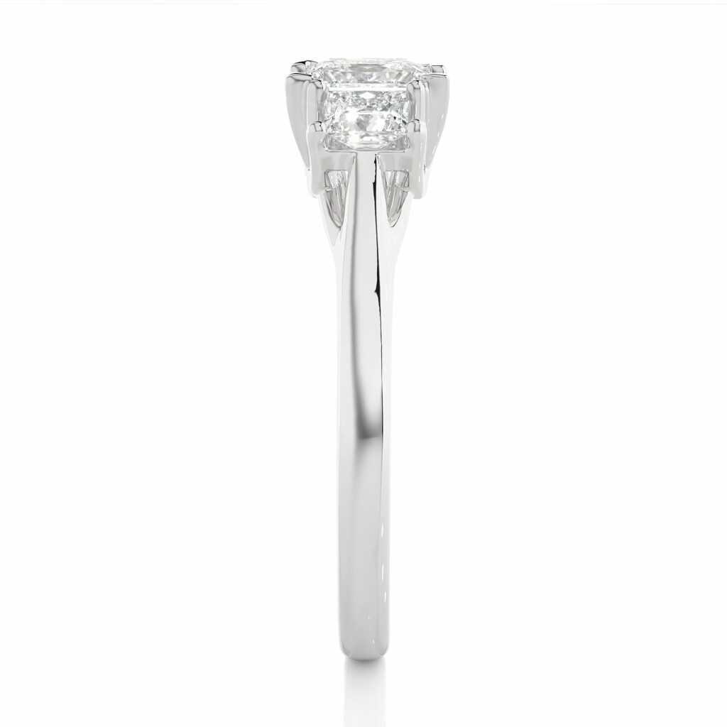 1.02 Carat Princess Cut Diamond Three Stone Ring with Sleek Band Three Stone Engagement Rings