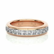 1.05 Ct Princess Cut Channel Set Diamond Eternity Wedding Band 18K Rose Gold Natural Diamond