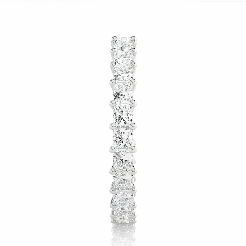 1.95 Ct Princess Cut Prong Setting Diamond Eternity Band In White Gold Eternity Wedding Rings