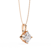 3 Ct Princess Cut Lab Diamond Solitaire Pendant Rose Gold