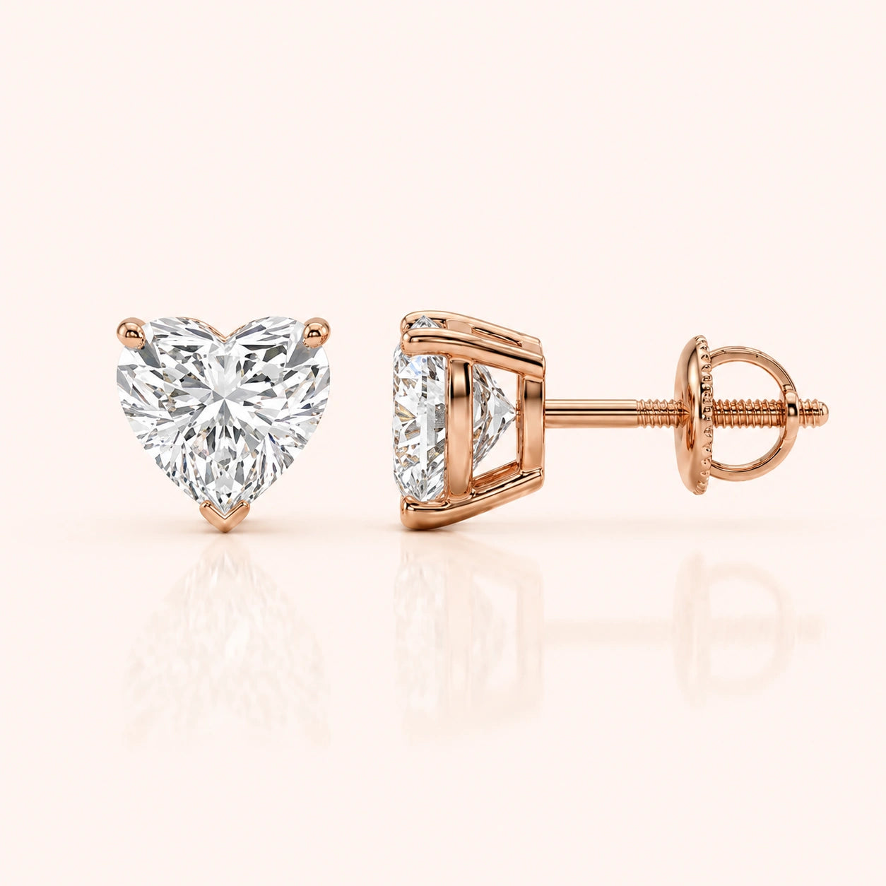 0.50 Ct to 5 Carat Heart Diamond Earrings in Multiple Settings