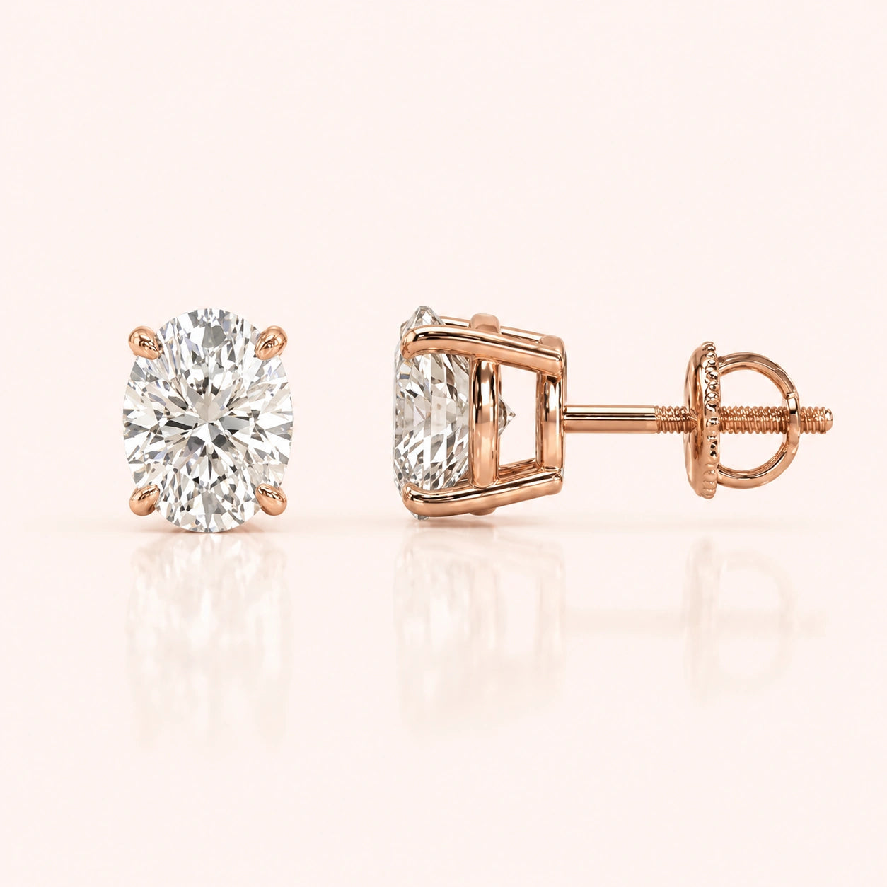 Oval Diamond Earrings in Multiple Settings & Carat