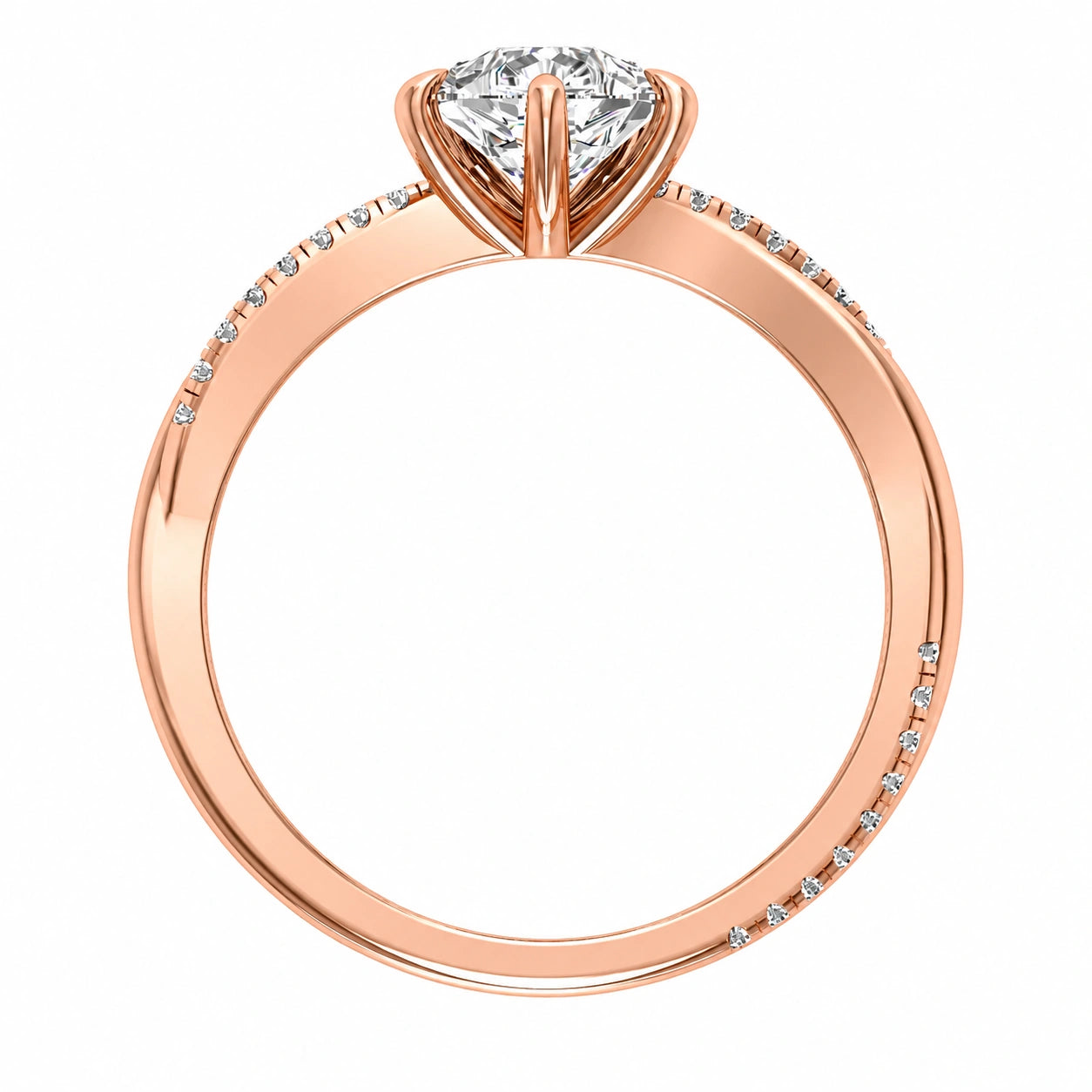 Metal View of 1.72 Ct Pear Cut Diamond Engagement Ring in Pavé Infinity Twist Setting