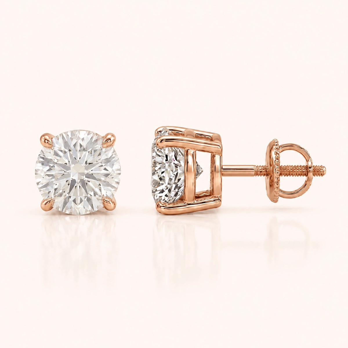 0.50 Ct to 5 Carat Round Stud Earrings in Multiple Settings