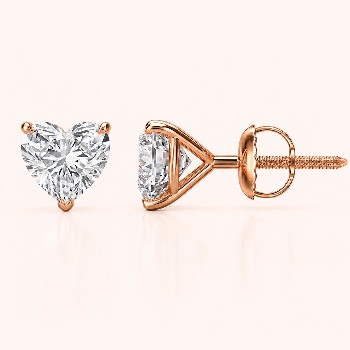 0.50 Ct to 5 Carat Heart Diamond Earrings in Multiple Settings