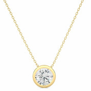 1.10 Carat Round Cut Bezel Setting Diamond Pendant In Yellow Gold Yellow