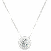 1.10 Carat Round Cut Bezel Setting Diamond Pendant In Yellow Gold White