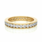 1.20 Carat Round Shaped Channel Set Lab Diamond Eternity Band In White Gold Yellow