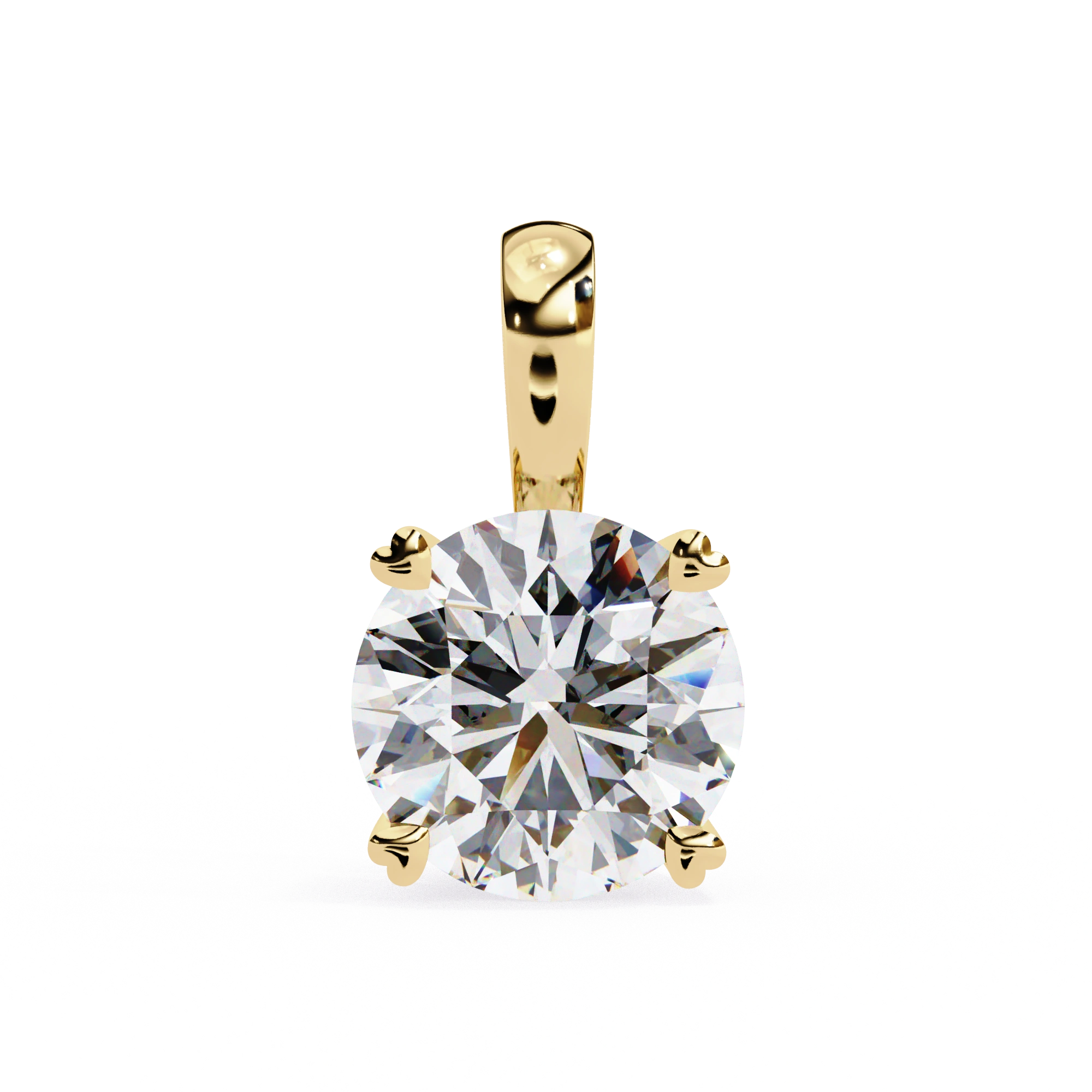 1.67 Round Brilliant Cut Diamond Solitaire Pendant in Yellow Gold