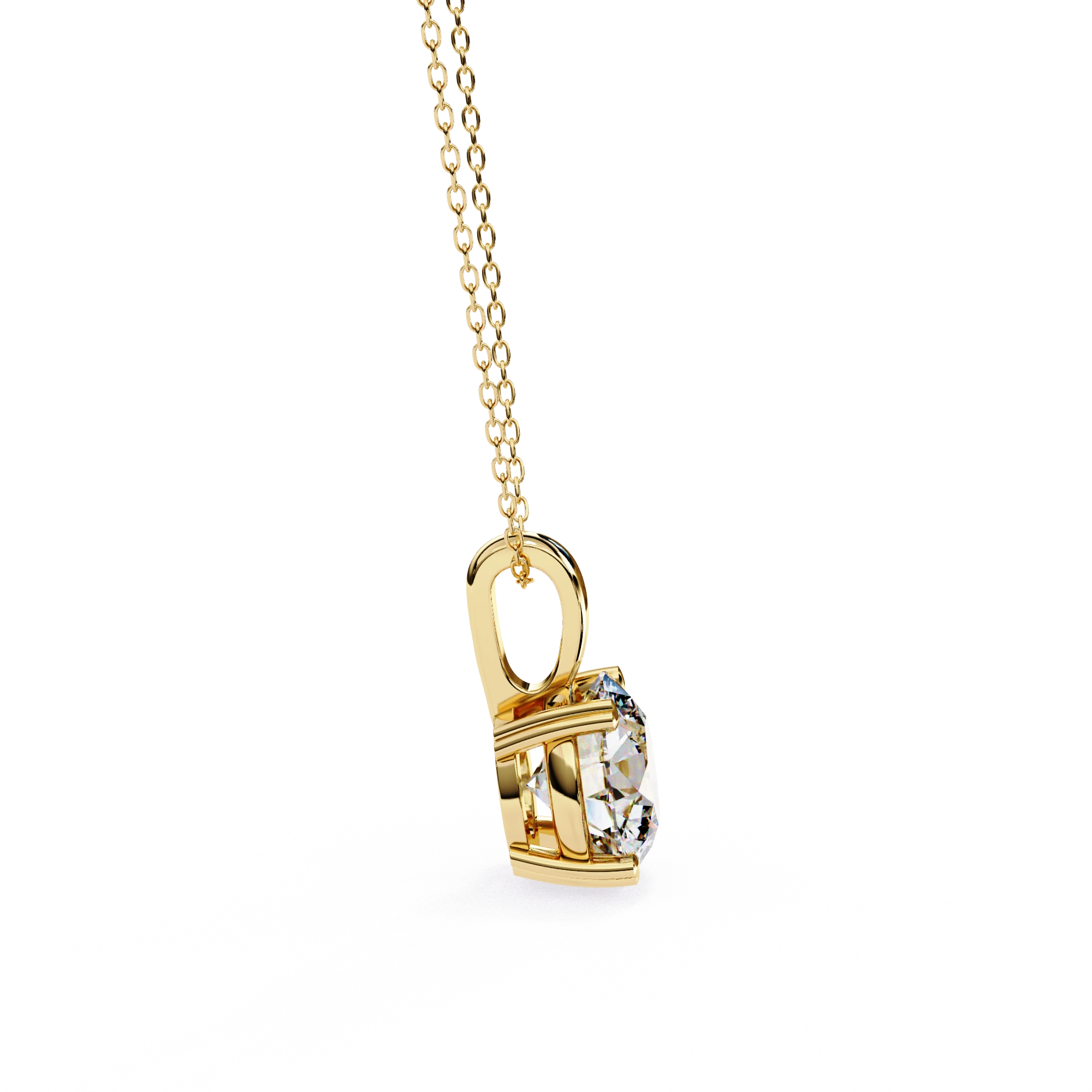 1.67 Round Brilliant Cut Diamond Solitaire Pendant in Yellow Gold