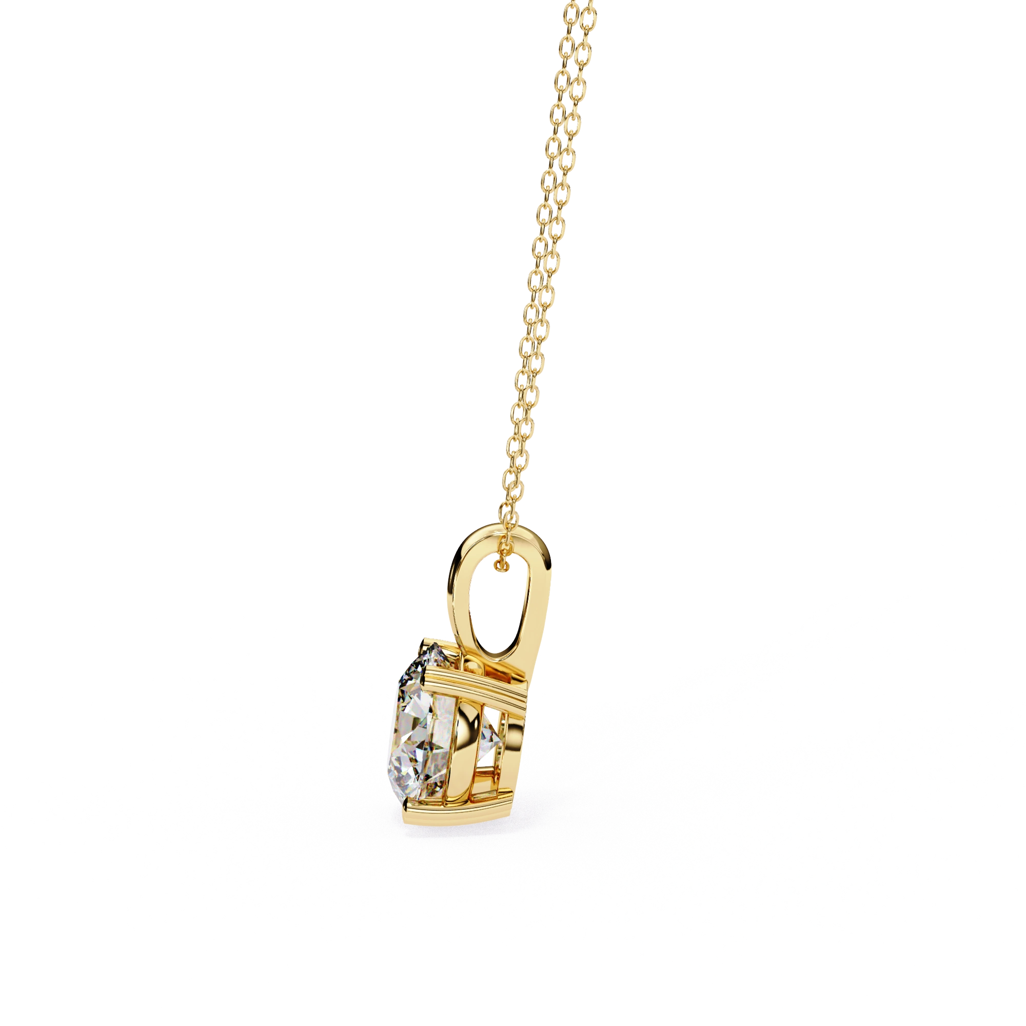 1.67 Round Brilliant Cut Diamond Solitaire Pendant in Yellow Gold