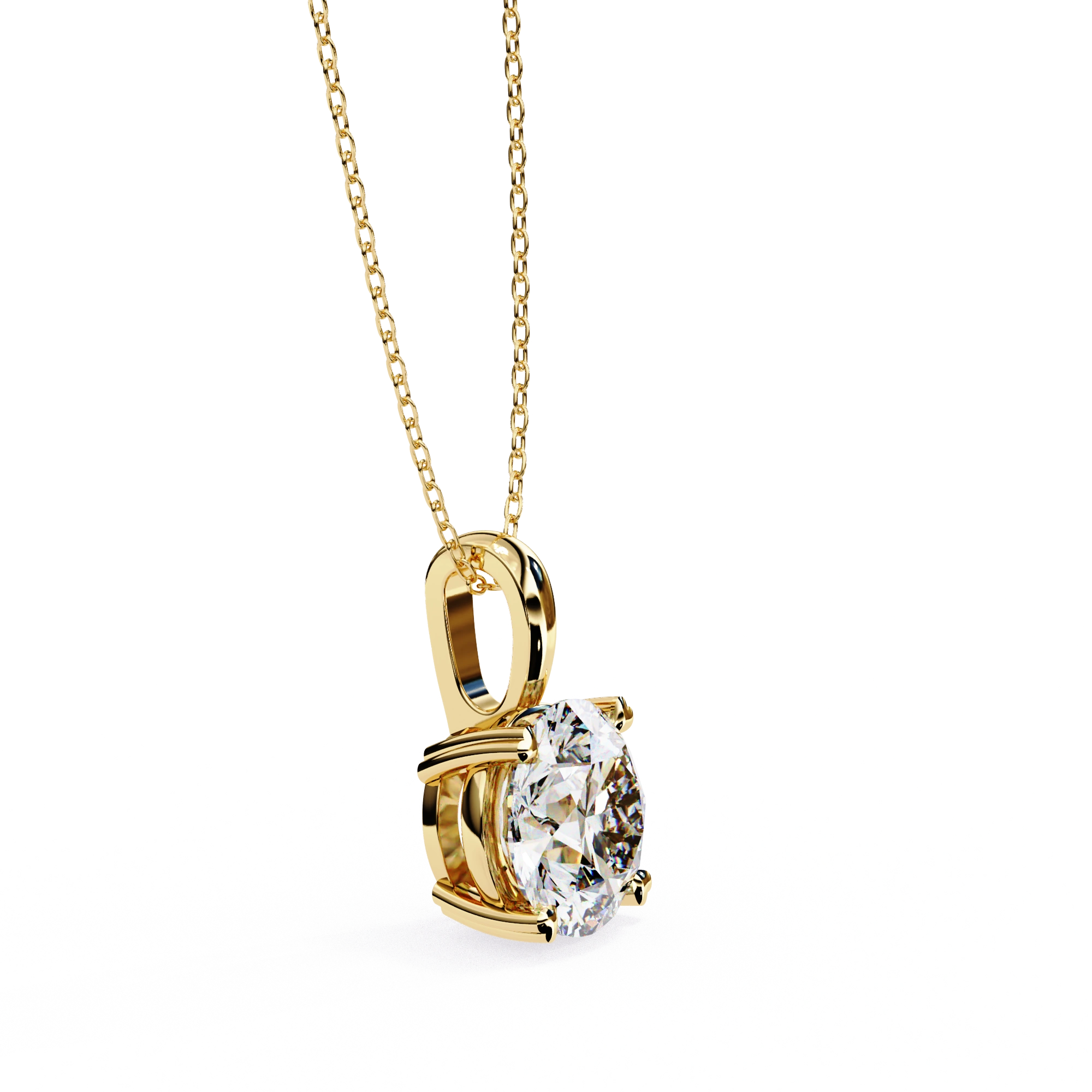 1.67 Round Brilliant Cut Diamond Solitaire Pendant in Yellow Gold