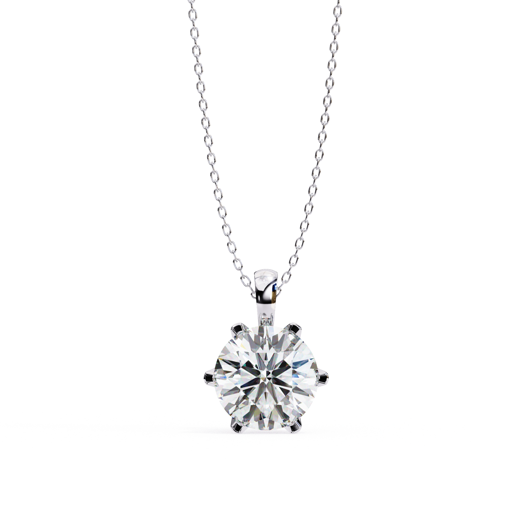 2.43 Ct Round Lab Diamond Crown Basket Pendant Yellow Gold
