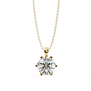 2.43 Ct Round Lab Diamond Crown Basket Pendant Yellow Gold 18K Yellow Gold