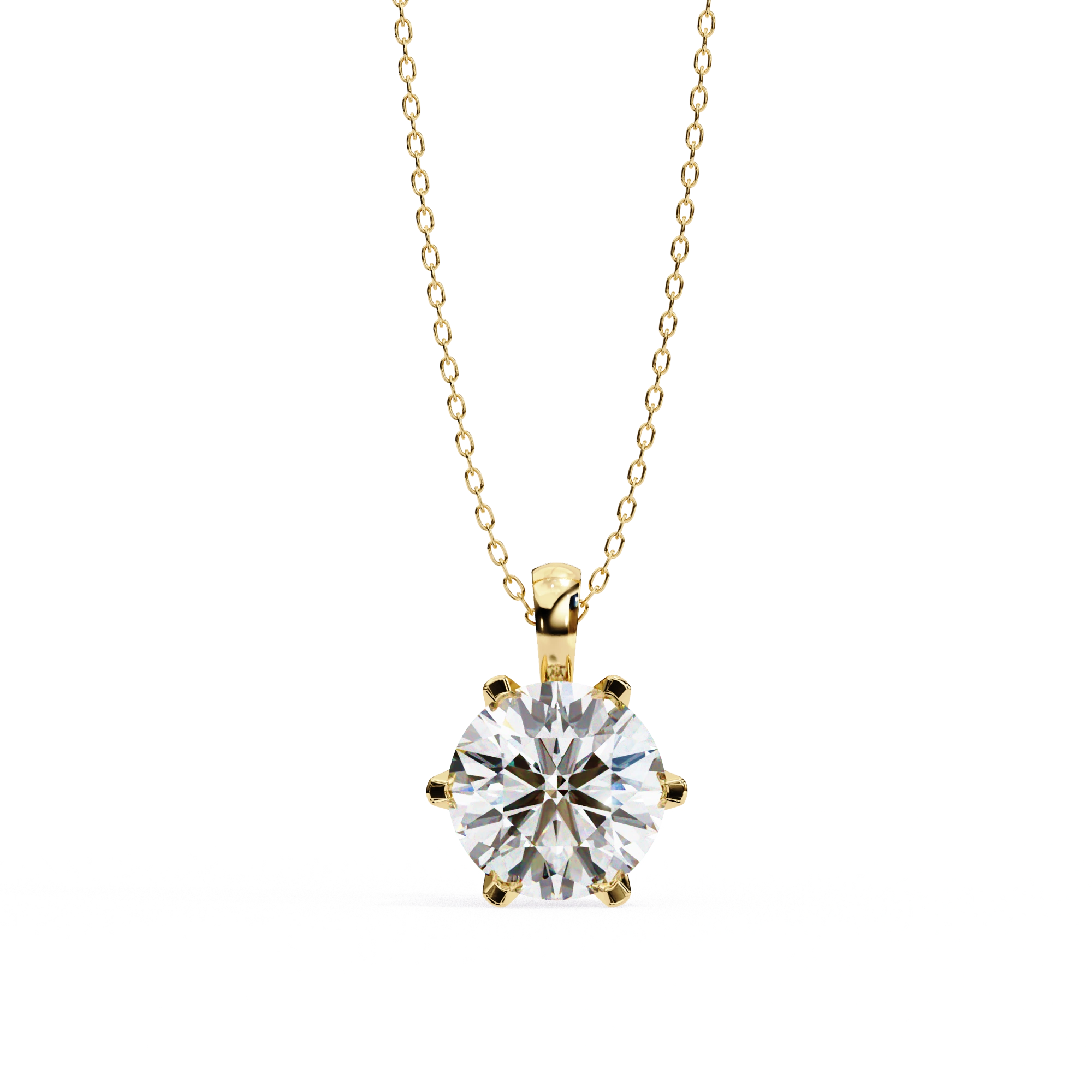 2.43 Ct Round Lab Diamond Crown Basket Pendant Yellow Gold 18K Yellow Gold