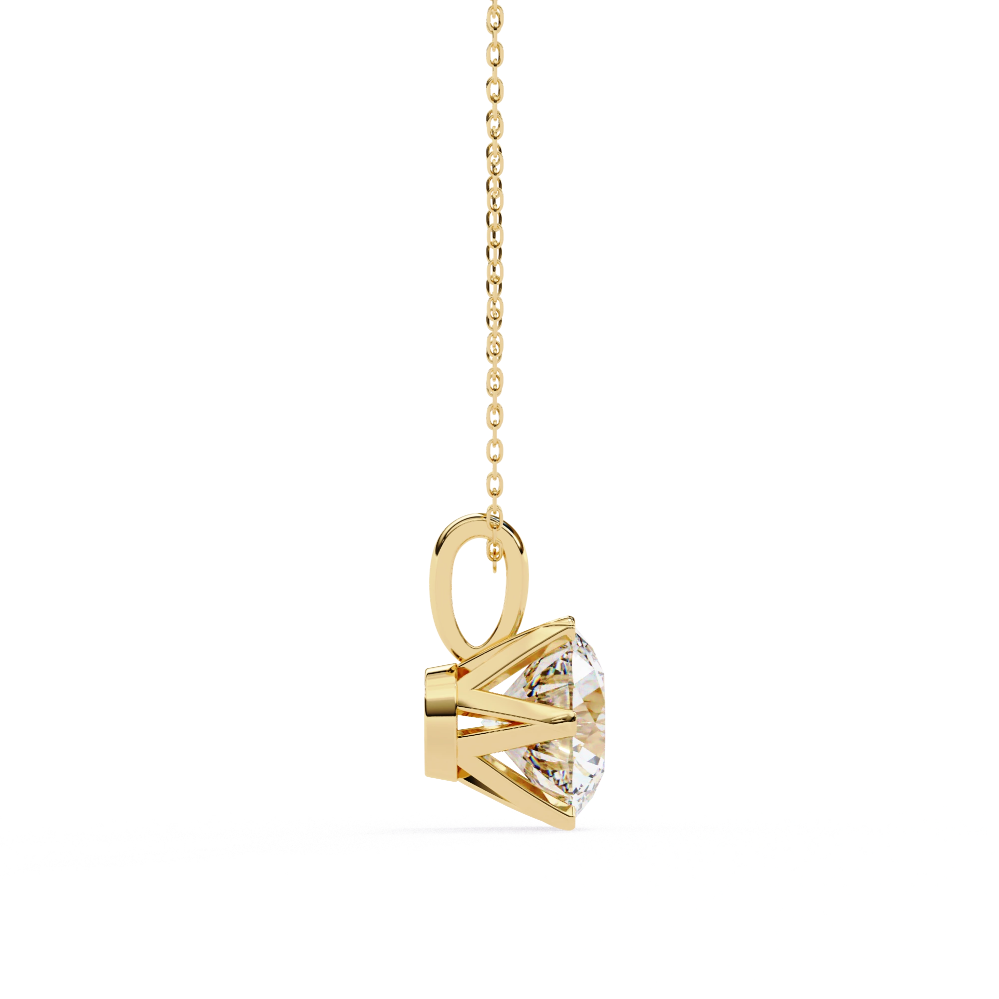 2.43 Ct Round Lab Diamond Crown Basket Pendant Yellow Gold