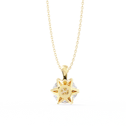2.43 Ct Round Lab Diamond Crown Basket Pendant Yellow Gold