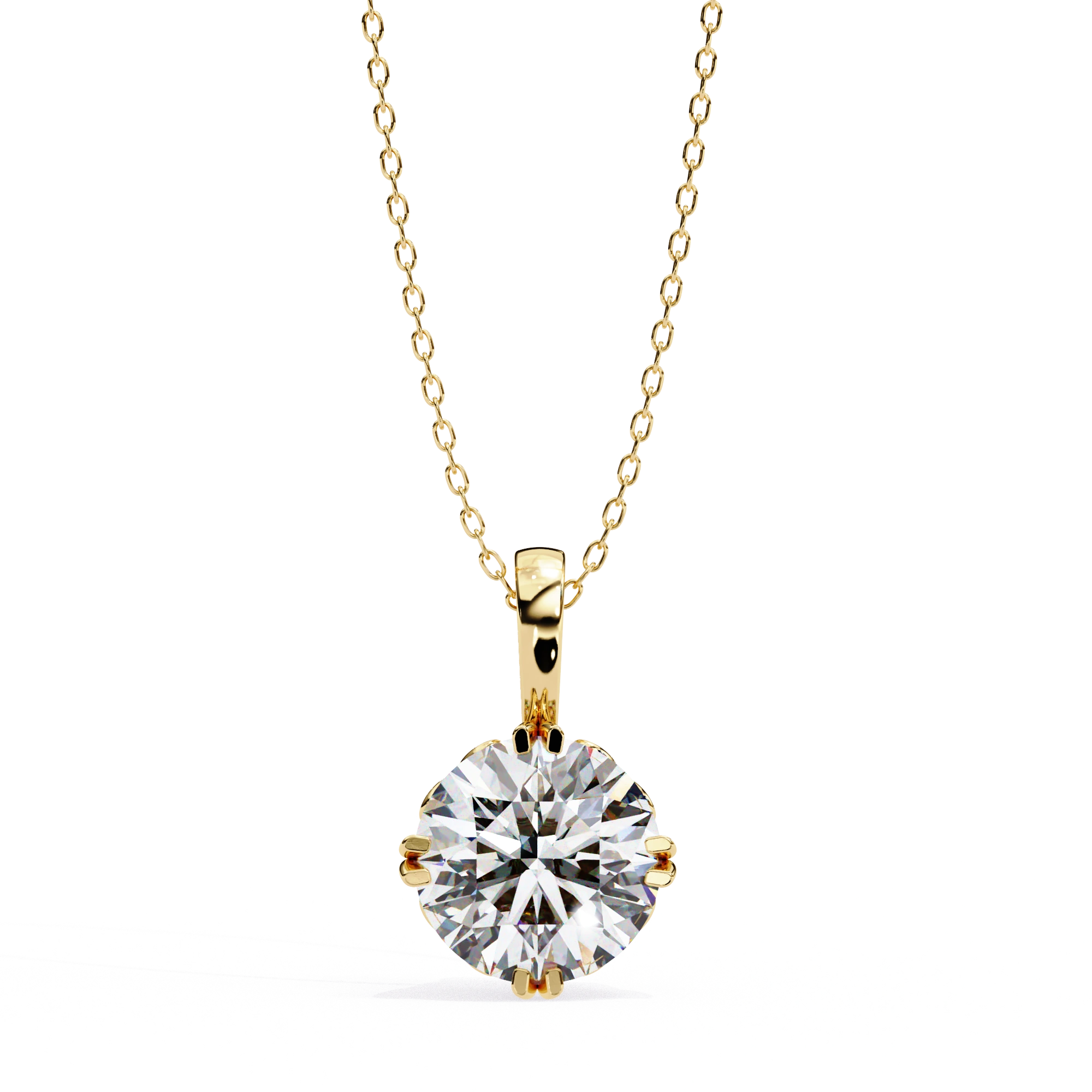 2 Ct Round Lab Diamond Solitaire Pendant Six Prong Rose Gold Lab Diamond