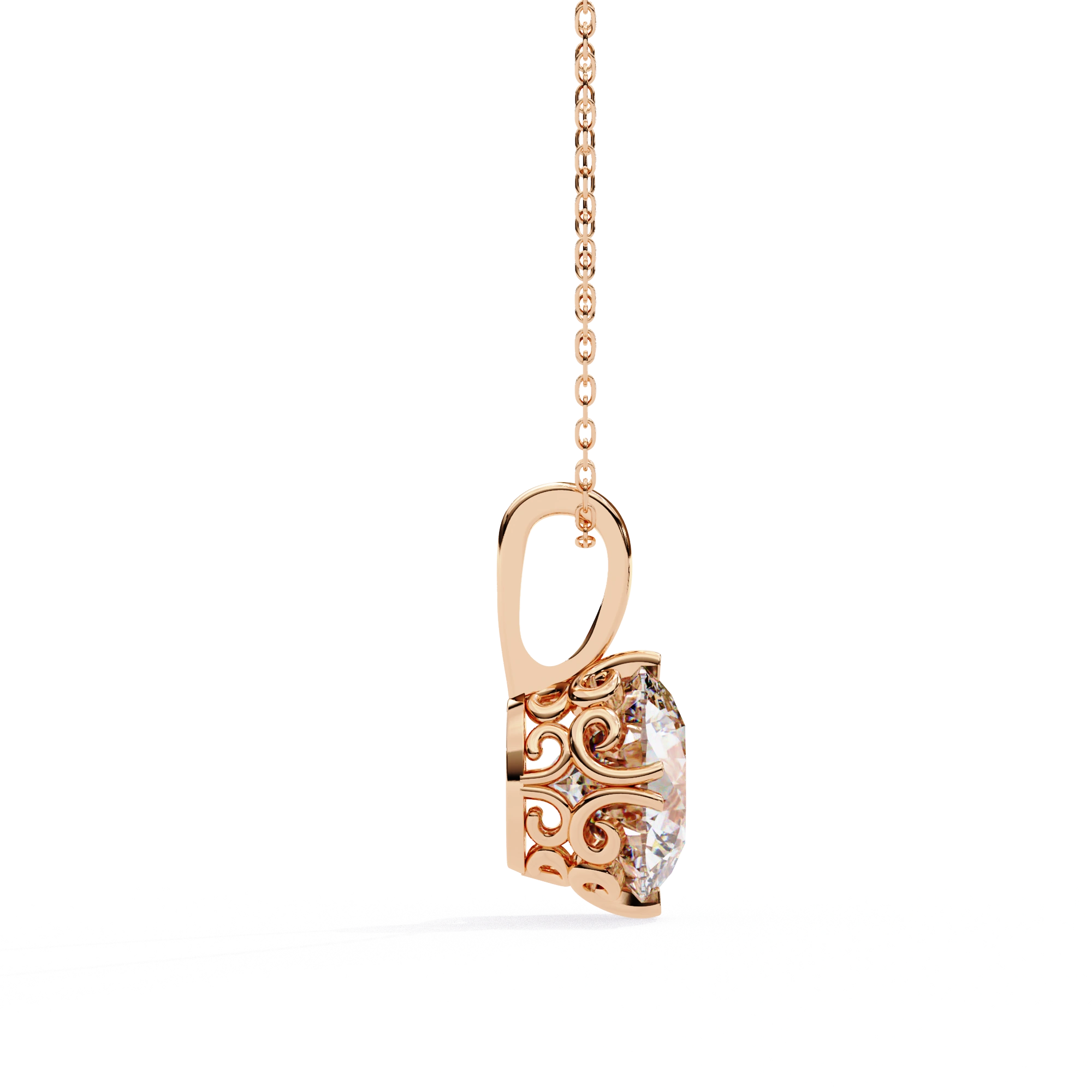 2 Ct Round Lab Diamond Solitaire Pendant Six Prong Rose Gold