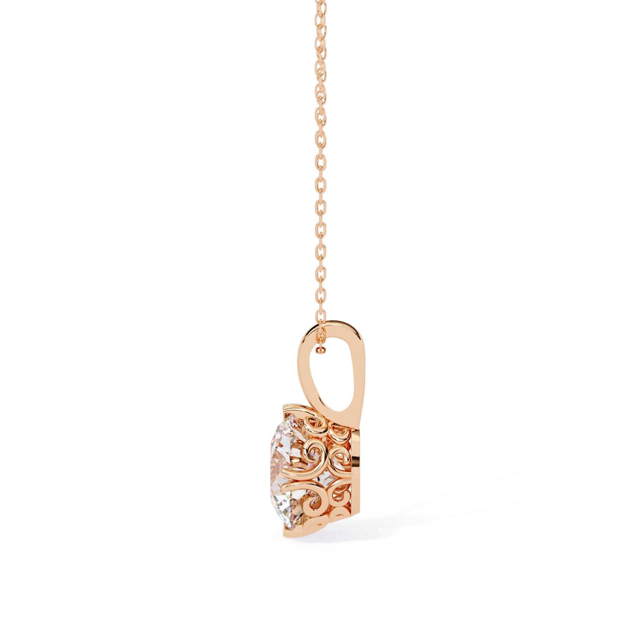 2 Ct Round Lab Diamond Solitaire Pendant Six Prong Rose Gold