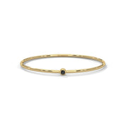 Round Cut Black Diamond Solitaire Bangle Bracelets 18K Yellow Gold