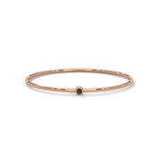 Round Cut Black Diamond Solitaire Bangle Bracelets 18K Rose Gold