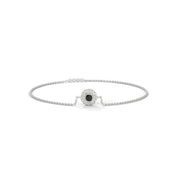 Round Cut Halo Black & White Diamond Bracelet