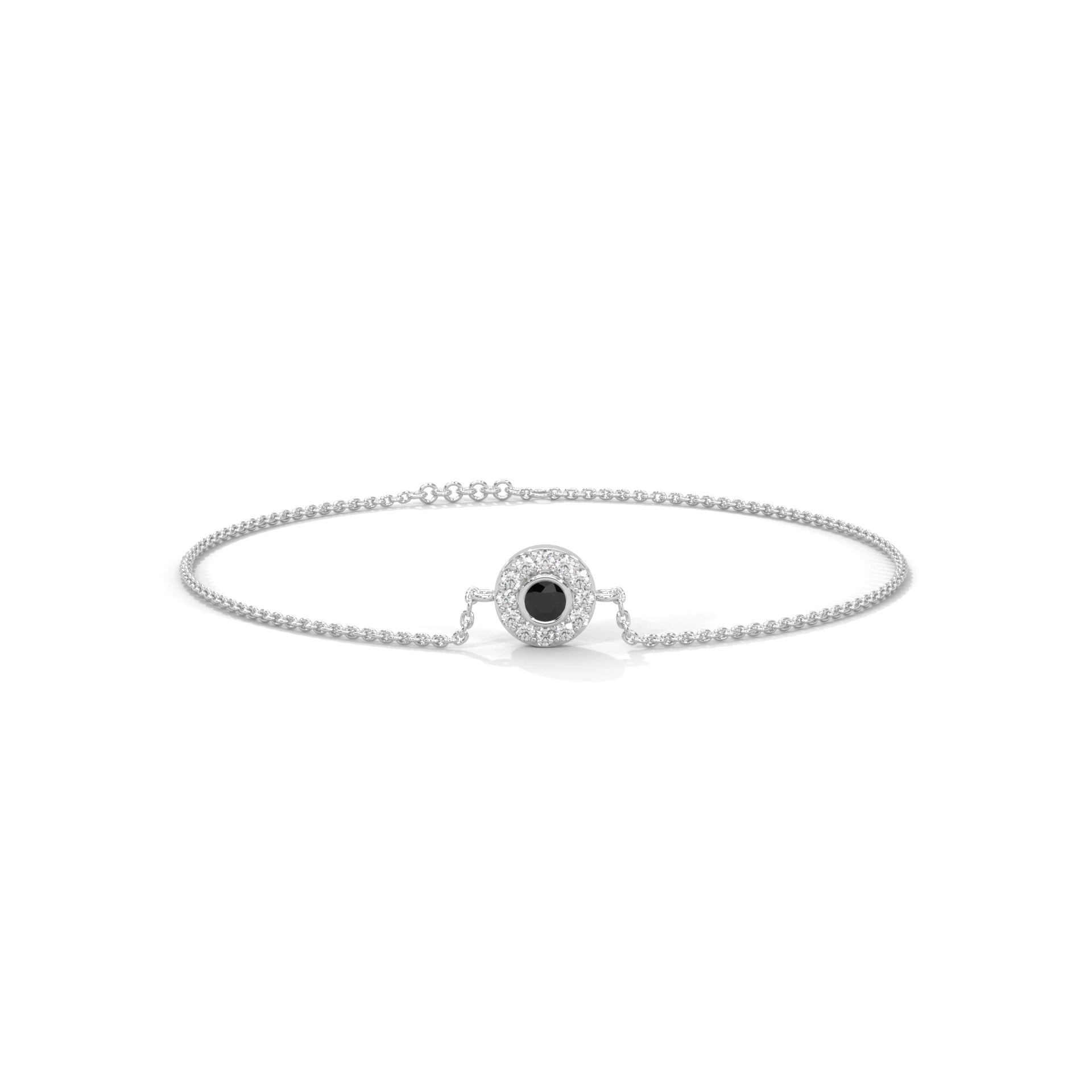 Luxury Round Cut Halo Black & White Diamond Bracelet Black Diamond Bracelets
