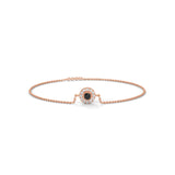 Luxury Round Cut Halo Black & White Diamond Bracelet