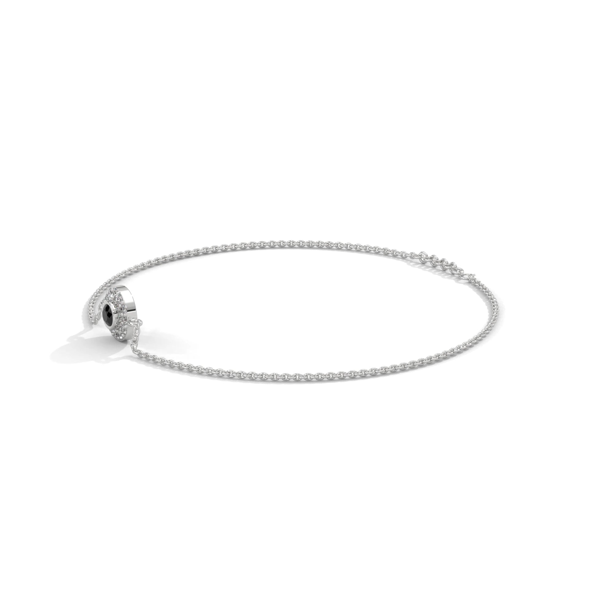 Round Cut Halo Black & White Diamond Bracelet