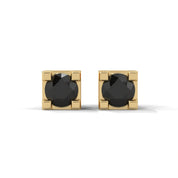 0.08 Carat Black Diamond Halo Earrings in Rose Gold 18K Yellow Gold