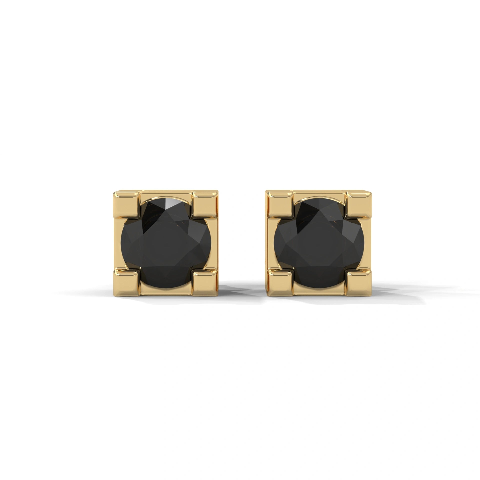 0.08 Carat Black Diamond Halo Earrings in Rose Gold 18K Yellow Gold