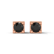 0.08 Carat Black Diamond Halo Earrings in Rose Gold 18K Rose Gold