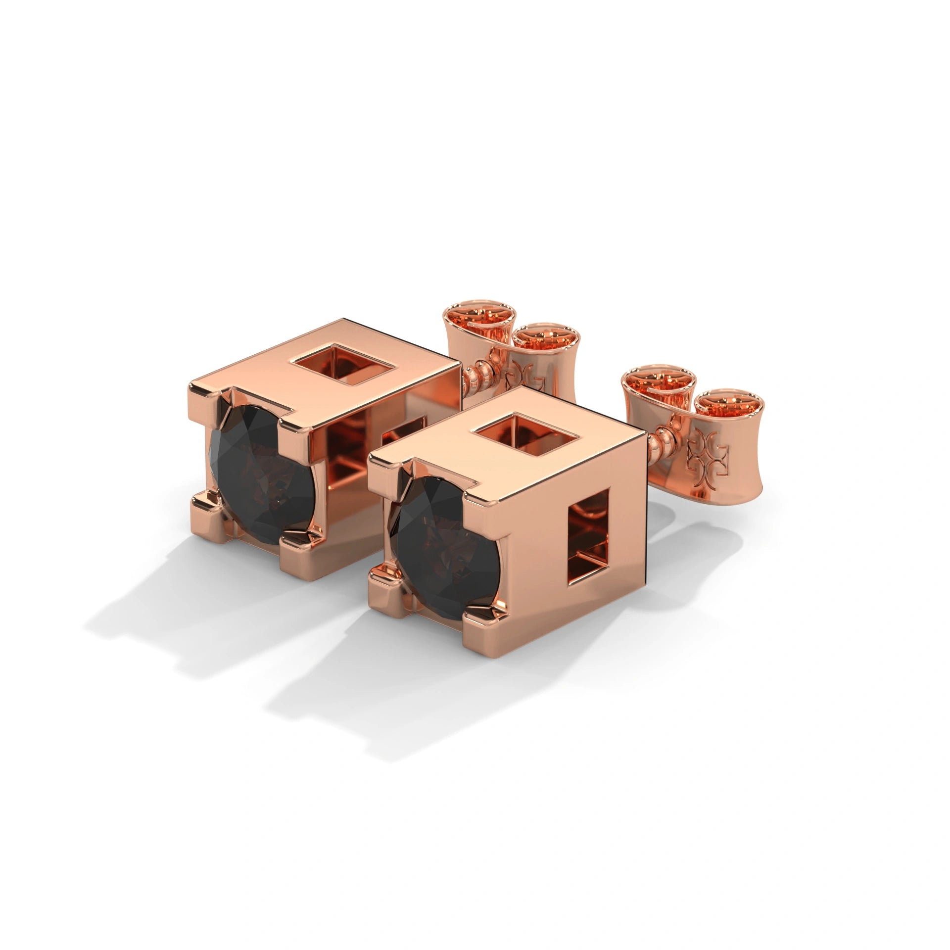 0.08 Carat Black Diamond Halo Earrings in Rose Gold