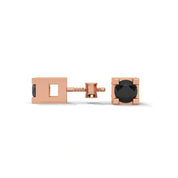 0.08 Carat Black Diamond Halo Earrings in Rose Gold