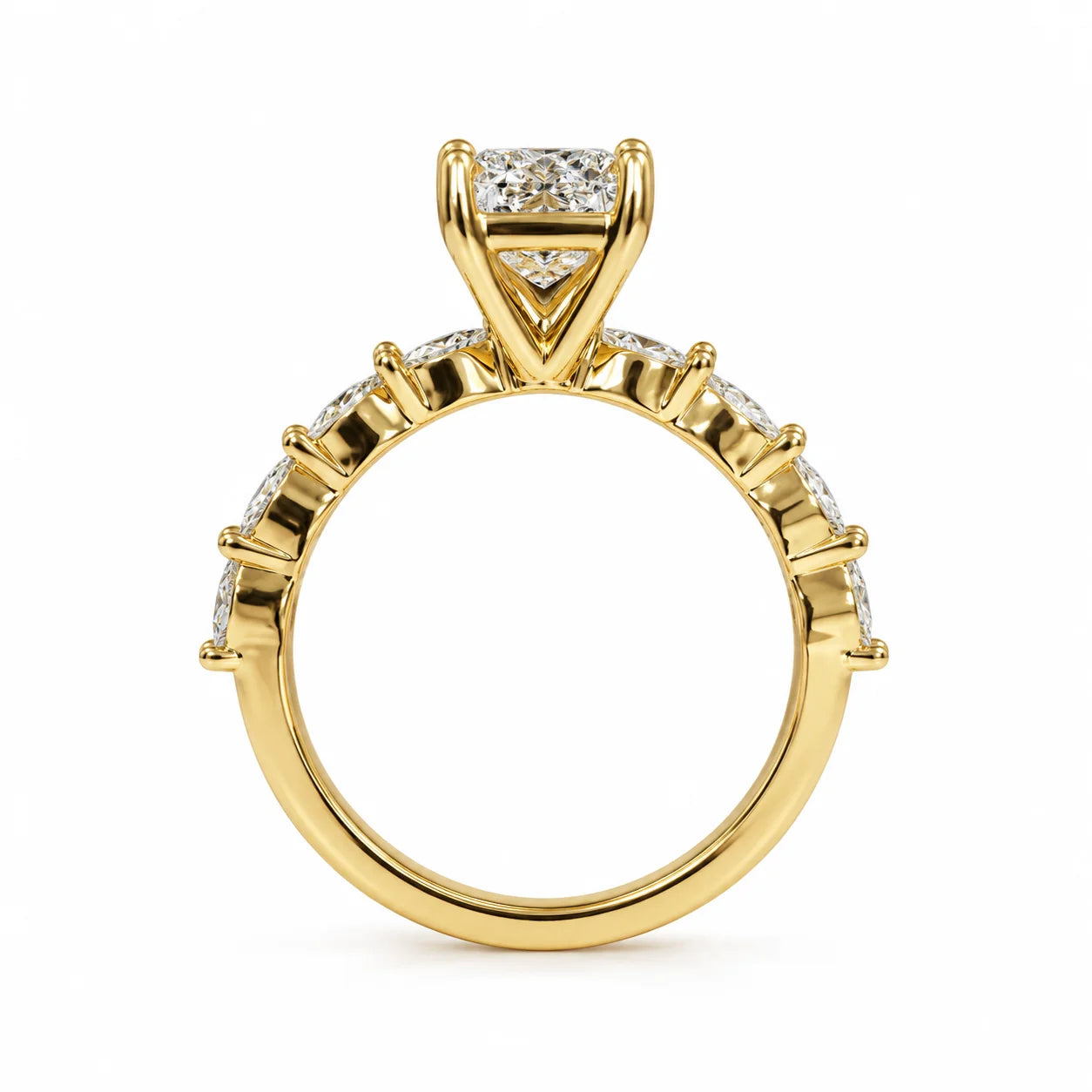 Metal view of 2.5 ct Radiant Cut Diamond Engagement Ring with Marquise Accents
