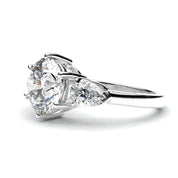 3.75 Ct Three Stone Lab Diamond Ring with Pear Side Stones